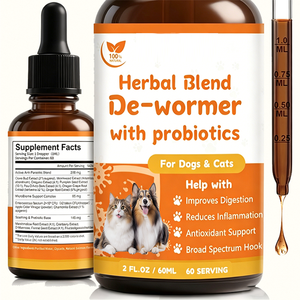 <span class=keywords><strong>Traitement</strong></span> interne doux formulé par des vétérinaires, gouttes liquides à base de plantes, vermifuge avec probiotiques <span class=keywords><strong>pour</strong></span> chiens et chats, <span class=keywords><strong>pour</strong></span> la santé intestinale. - Product Image 4