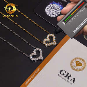 EE. UU. Stock local Envío rápido Pequeños dijes de corazón 925 Plata <span class=keywords><strong>Moissanite</strong></span> Pass Diamond Test Collar de corazón chapado en oro para mujeres - Product Image 3