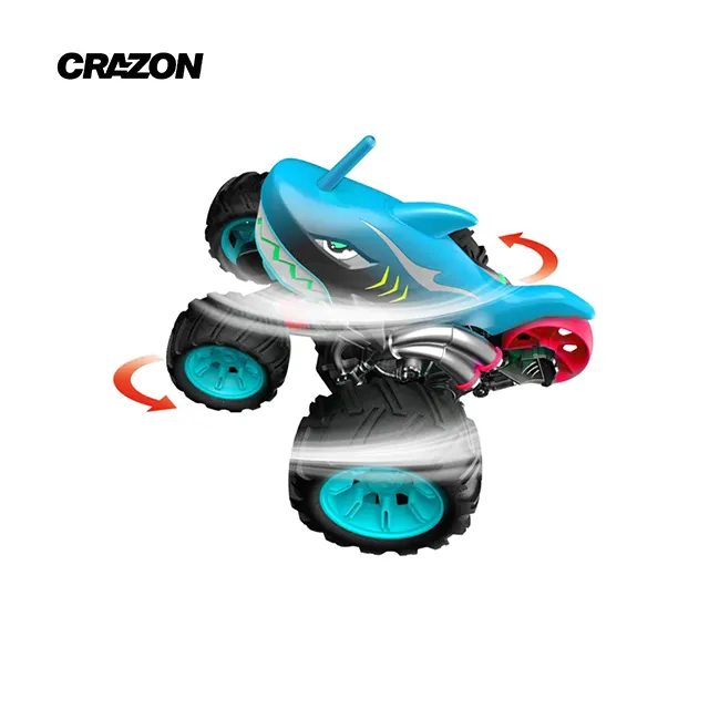 Crazon फैक्टरी डिजाइन पांच पहिएदार शार्क स्टंट वाहन रिमोट कारों खिलौने स्टंट 360 डिग्री