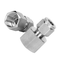 Unión Recta de Compresión con Rosca NPT Hembra de 1/4" OD, Doble Férula, para Tuberías de Aire e Hidráulica, Acero Inoxidable SS304