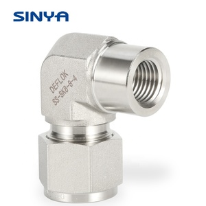 Raccordo a Gomito Femmina con Doppia Ghiera per Gas, Raccordo Filettato NPT, Compressione a Unione Tubo NPT Femmina - Product Image 1