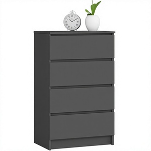 Modern 4-<b>Drawer</b> Dresser Cabinet in Dark Gray for Bedroom Storage - Product Image 3