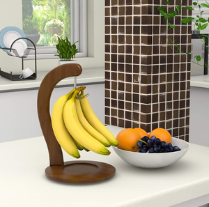 Cestino appendibile in bambù ecologico <span class=keywords><strong>a</strong></span> 1 livello per frutta con gancio porta banana - Product Image 5