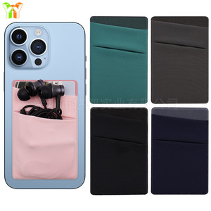 Envío directo disponible para tarjeteros de teléfono de doble capa con apertura inclinada, bolsillos para tarjetas de tela elástica, autoadhesivos para teléfono - Product Image 5