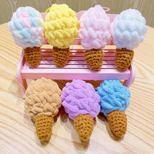 Poupée en peluche crochetée à la main en fil <span class=keywords><strong>de</strong></span> coton, motif crème glacée, ultra douce, petit <span class=keywords><strong>cadeau</strong></span>, porte-clés, pendentif, poupée exquise à clipser - Product Image 3