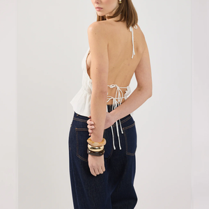 Fábrica de ropa de mujer personalizada <span class=keywords><strong>Halter</strong></span> <span class=keywords><strong>Top</strong></span> <span class=keywords><strong>blanco</strong></span> mujeres Tops Snd blusa de moda - Product Image 3
