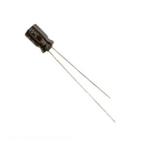 ตัวเก็บประจุผ่านรูรัศมี10 uF ฝาครอบ UTT1C100MDD1TE 10 uF 20% 16V ตัวเก็บประจุผ่านรู - Product Image 1