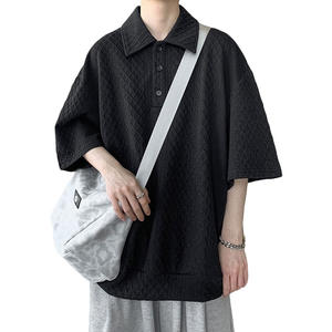 Polo estiva alla moda in stile coreano per gli uomini a maniche corte con struttura a maglia a maniche corte, t-Shirt ampia, <span class=keywords><strong>Cardigan</strong></span> a mezza manica di nicchia - Product Image 5