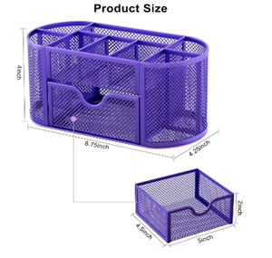 Organizador de Escritorio de Malla con Compartimentos, Accesorios de Escritorio, Organizador de Espacio de Trabajo para Oficina, Escuela, Hogar, Suministros para Maestros y Estudiantes, Morado - Product Image 2