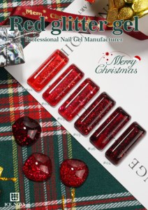 Vernis à ongles gel <span class=keywords><strong>rouge</strong></span> pailleté avec feuille d'or, nouvelle mode 2026, art des ongles, colle pour le visage, vernis à ongles de haute qualité - Product Image 6