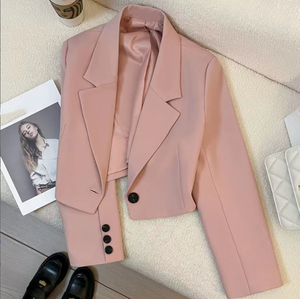 Annshine Groothandel Vintage V-hals Dames Enkelknoops Korte Blazers Vrouwen Mode Jas Pak <span class=keywords><strong>Blazer</strong></span> - Product Image 5
