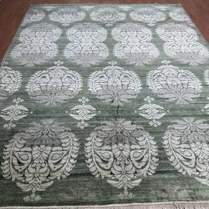 Elegant 8x10 Ft Hand Knotted Silk Persian Dark Forest Green Rug Handmade Decorative Area Carpet - Product Image 5