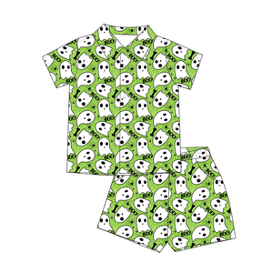 Ensemble de pyjama pour enfants en soie de lait, manches courtes, vêtements de nuit à boutons imprimés personnalisés - Product Image 5