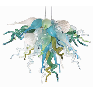 Lampadario Moderno in Vetro di Murano Soffiato a <span class=keywords><strong>Mano</strong></span> Blu Acqua con LED, Lussuoso e Grande per Hotel e Uffici - Product Image 6