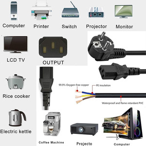 Cáp điện IEC 320 C13 lạnh thiết bị 3 pin cáp điện Euro cắm AC Cáp cho PC, màn hình, máy in <span class=keywords><strong>TV</strong></span>, màn hình máy tính - Product Image 6