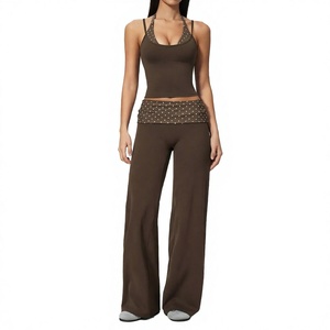 Conjunto de Yoga de Dos Piezas, Top Corto y Pantalones Anchos, Ropa Deportiva Transpirable de Secado Rápido para Gimnasio y Running - Product Image 4