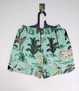 Cotton Printed Breathable Eco-Friendly Pajama Shorts Handmade Bohemian Design with <b>Drawstring</b> Closure and Pockets - Product Image 5