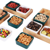 Assiette à dîner rectangulaire en bois d'acacia, plateau de service en bois en bois pour fruits, collation, Dessert
