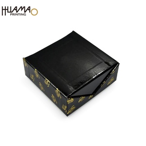 Huamao Printing Black Glossy Double-Door Rigid <b>Box</b> Custom Gold Foil Logo Stamped Packaging <b>Box</b> for Gift & Retail Products - Product Image 3