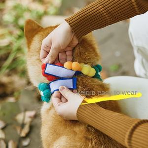 Collar Decorativo para <span class=keywords><strong>Perro</strong></span> <span class=keywords><strong>de</strong></span> Algodón Ecológico Directo <span class=keywords><strong>de</strong></span> Fábrica, Color Sólido, Collar Japonés para Mascotas con Botón, Bufanda Chai, Moda para Razas Pequeñas - Product Image 2