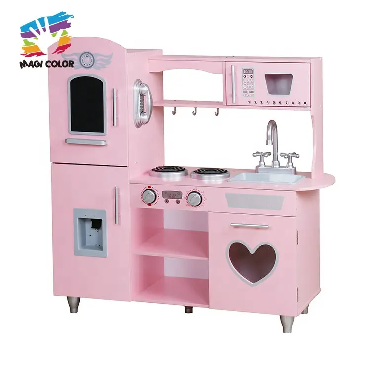 Kitchen Wood Ready To Ship Pink Wooden Play Kitchen Set For Girls W10C566