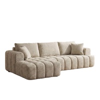 Canapé d'angle convertible de luxe en chenille, grand format, avec fonction lit, moderne et confortable, inclinable, en mousse à mémoire de forme, pour hôtel et villa, avec structure en bois