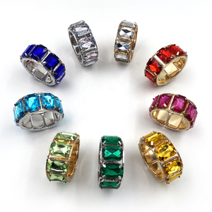 Anelli <span class=keywords><strong>Portatovaglioli</strong></span> in Cristallo Colorato con Diamanti <span class=keywords><strong>Oro</strong></span> e Argento per Decorazioni Matrimoniali - Product Image 2