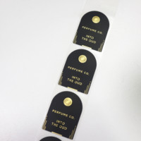 Etiquette de parfum auto-adhésive personnalisée imperméable avec gaufrage et marquage à chaud adhésif permanent durable matériau recyclé