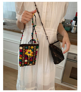 Popular Women Coconut Shell <strong>Mobile</strong> Phone <strong>Bag</strong> Coin Purse Hand Woven <strong>Ethnic</strong> Style Crossbody <strong>Bag</strong> - Product Image 6