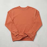 Sweat-shirt col rond personnalisé OEM, coupe oversize, épaules tombantes, délavé à l'acide, style streetwear, uni, vintage, couleur rouille