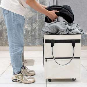 Sac de courses pliable robuste à roulettes, sac de courses réutilisable avec roues et poignée - Product Image 6