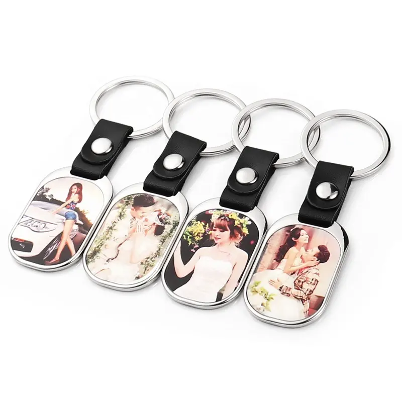 China Supplies Design Custom Photo Keychain Leather Sublimation Blank Leather Key Chain With Photo Insert