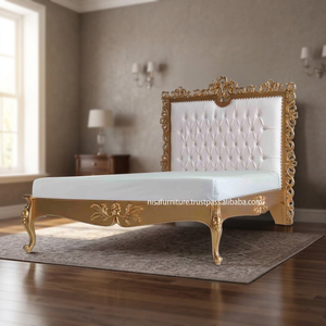 Juego de Muebles de Dormitorio Francés de Diseño Contemporáneo de Lujo en Caoba, Cama de Estilo Italiano Tallada a Mano, Camas de Madera Maciza - Product Image 3