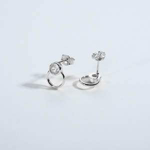 FUAMAY Boucles d'oreilles créoles classiques en argent plaqué or avec sertissage CZ, mignonnes, pour cadeau, vente en gros, boucles d'oreilles créoles à clous tendance - Product Image 5