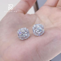 Rochime Sweet Sugar Cube Diamond Stud Boucles d'oreilles en argent sterling 925 plaqué rhodium bijoux en zircone cubique
