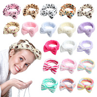 Ensemble de bandeaux en peluche imprimé léopard pour femme, avec nœud, en polaire douce, élastique, pour le lavage du visage, accessoires de mode pour cheveux