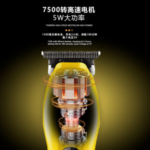 เครื่องตัดผมเคเมอิ KM-1678 จอแสดงผลดิจิตอล 14.5 ซม. ทริมเมอร์สำหรับร้านเสริมสวยมืออาชีพ ชาร์จ USB แบตเตอรี่ Li-Ion - Product Image 2