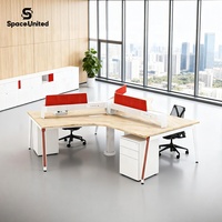 Meubles de bureau SpaceUnited Factory Direct, poste de travail en forme de V pour 3 personnes, structure en acier, bureau modulaire