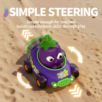 Voiture télécommandée miniature 2.4G pour enfants, série légumes dessin animé (Aubergine), avec éclairage, pour intérieur, cascades à 360 degrés