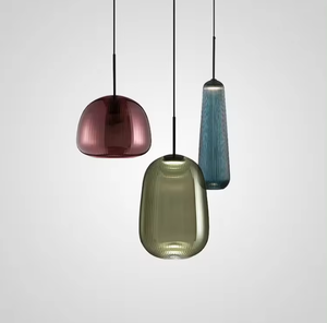 Zeal Lighting Tendering Long <b>Strips</b> Hanging Light for Living Room Creative Green Glass Pendant Light - Product Image 4