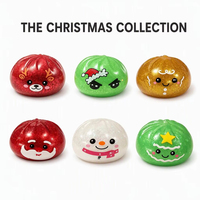 Jouet Squishy Unisexe Père Noël Pailleté en TPR, Balle Anti-Stress Souple à Presser, Vente en Gros, Cadeaux de Fête de Noël en Vrac