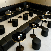 Tables et chaises de bar de style luxe abordable, fabrication et vente en gros de tables rondes noires, tabourets rembourrés