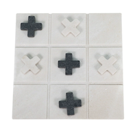 Marbre Tic Tac Toe jeu décor X O jeu de société ensemble cadeau d'anniversaire blanc marbre échiquier Table basse décor