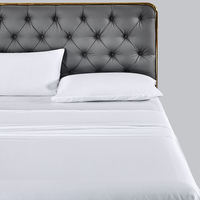 Parure de draps de luxe en bambou 100 %, unie et simple, 300 fils, 4 pièces, pour lit de mariage, vente en gros