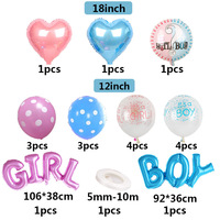 Kit de ballons en feuille d'aluminium et en latex pour fête de révélation du sexe garçon ou fille, design imprimé moderne, packs de confettis roses et bleus, 2 ans et plus