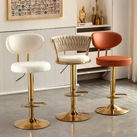 Chaise de bar nordique, mobilier de comptoir, métal, velours, pivotante, réglable en hauteur, dorée, moderne, luxe, tabouret de cuisine, chaises de bar pour table de bar