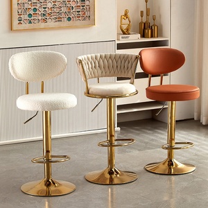 Silla <span class=keywords><strong>de</strong></span> Bar Nórdica, Mueble <span class=keywords><strong>de</strong></span> Barra, Metal y Terciopelo, Ajustable, Giratoria, Alta, Dorada, Moderna, <span class=keywords><strong>de</strong></span> Lujo, <span class=keywords><strong>para</strong></span> Barra <span class=keywords><strong>de</strong></span> <span class=keywords><strong>Cocina</strong></span> - Product Image 2
