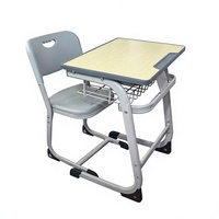 Bureau d'étude moderne pour lycée avec plateau en bois et chaise réglable - Ensemble de mobilier scolaire écologique