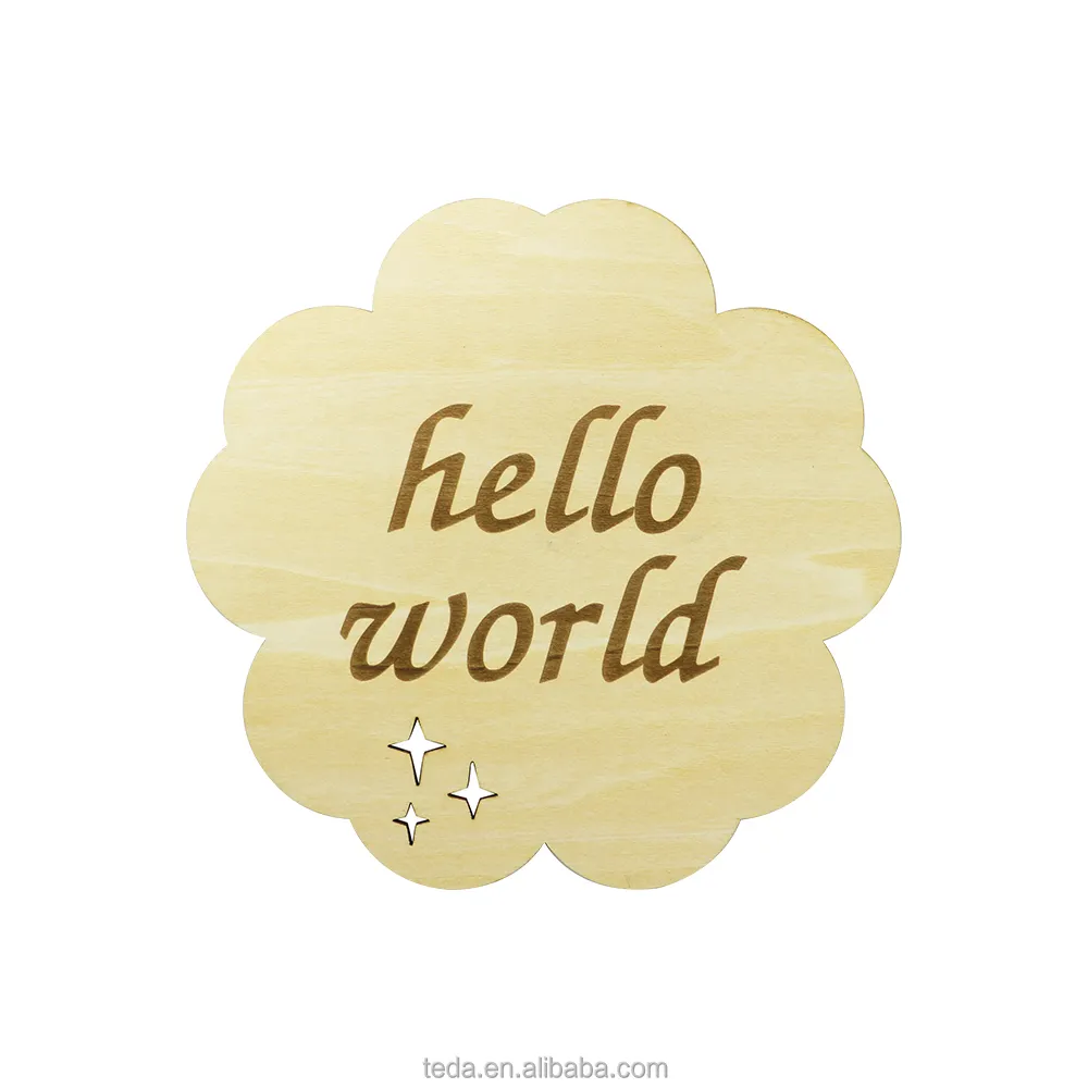 Newborn Wooden Milestone Disc Custom Printed Hello World Flower Shape Milestone DIY Baby Disc Milestones Cards Birth Sign