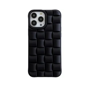 For iPhone 14 3D Grid Woven Magic Cube Soft TPU Phone Case Simple Stylish Phone Case for Apple iPhone 13 Pro Max 12